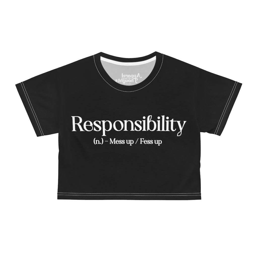 “Responsibility” AOP Crop Tee