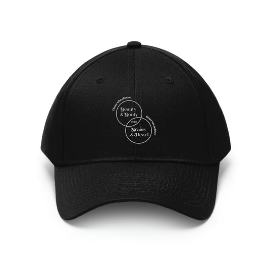 “Brains > Beauty” Unisex Twill Hat